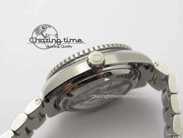 0812 Contemporary Planet Ocean SS Bp Maker 45mm Black Bezel Orange Numbers On SS Bracelet A 8217